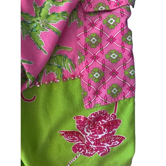 Women's Vanity Collection Pant Monkey Palm Tree Pink Green FUN Cargo Beads Large - Picture 6 of 13